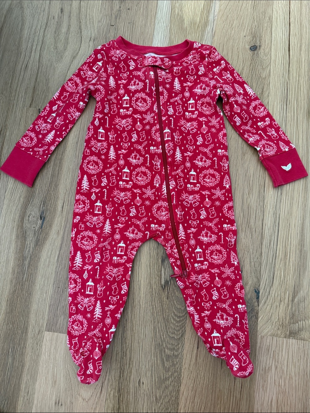Petite Plume Red and White Christmas Footie Pajamas